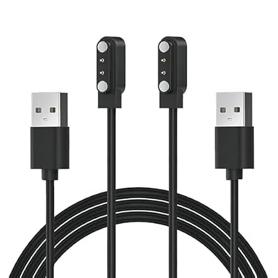 [2-Pack] Compatible with BIGGERFIVE Brave 2 Smartwatch Charger, Magnetic USB Charging Cable for BW02&BW01 (not for Vigor 2L) (Black&Black)