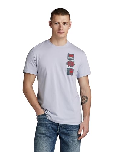 G-Star Raw Camiseta Multi Badge Para Hombre, Gris Icelandic Blue D23903-336-G081 , M G-Star Raw Camiseta Multi Badge Para Hombre, Gris Icelandic Blue D23903-336-G081 , M