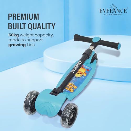 Image of 3 Wheel Kids Road Runner Scooter with Adjustable Height, Foldable Kick Scooter for 3+ Years | Skating Scooter Outdoor Toy for Boys & Girls, Birthday Gift | 50kg Capacity(Blue)