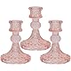 Glas Rosa Kerzenhalter für Stumpenkerze und Spitzkerze Tischdekoration für Hochzeit Abendessen Party - 3 Stück