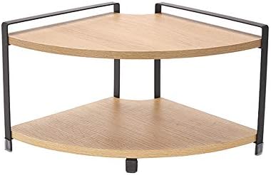Bookcases FEIFEI Storage Shelf Metal + Wooden Corner Multi-function Fan-shaped Desktop Storage Rack 28.5 * 28.5 * 20CM