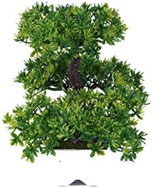 Youyijia Plastic Plants for Indoors Artificial Bonsai Tree 21 * 17 * 8cm Fake Tree Pot Ornaments Green Plant for Home Decoration Desktop Display