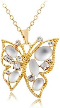 18K Plated Alloy Stylish Necklace with Butterfly Pendant (Golden) M. by refill