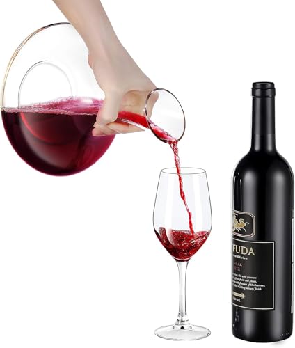 Image of VILON Wine Decanter Wine Carafe Hand Blown Lead-Free Crystal Decanter, aerating Decanter for Wine Gift, Wine Accessories Decoration | 1500 ML | Clear (Wine Decanter)