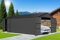 Domi 12’x20’ Outdoor Metal Garage Shed, All Weather Enclosed Carport with Sidewalls & 2 Lockable Doors, Extra Large Backyard Storage Shed for Car, Truck, Lawn Mower, 80MPH Wind Resistance, Dark Grey