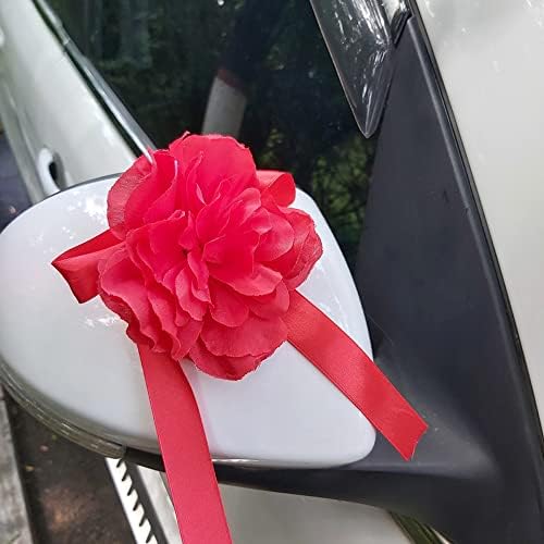 LxwSin Ribbon Wedding Car, Wedding Car Ribbon Kit, Red Luxury Romantic Rose Wedding Car Decoration, Butterfly Wedding Car Decoration for Wedding, Party, New Houses,etc.