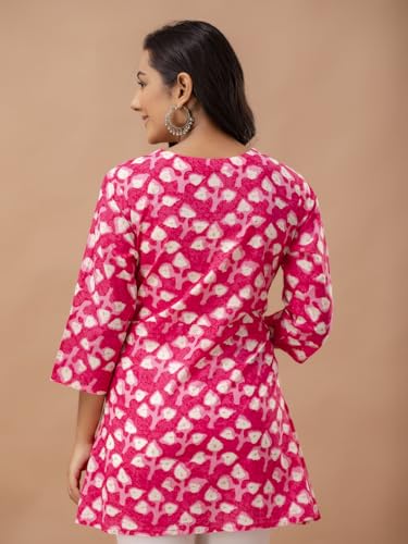 Image of feranoid Floral Print Angrakha 3 Sleeves Flared Kurti