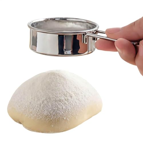 Plumero de harina – para espolvorear harina de acero inoxidable | Diseño colgante multiusos para harina | Tamiz de harina adecuado para harina, azúcar y especias | Tamiz de harina