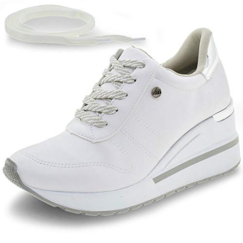 Tênis Casual Anabela Via Marte Branco/Prateado