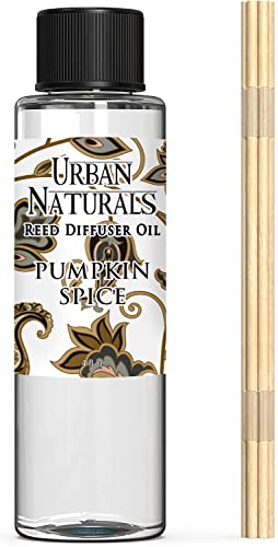 Urban Naturals Pumpkin Spice Scented Oil Reed Diffuser Refill | Includes a Free Set of Reed Sticks! 4 oz.