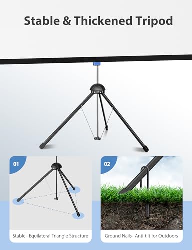 Projector Screen with Stand, Paris RHÔNE 80-inch Outdoor Indoor Projector Screen 16:9 4K HD PVC, 1.5 Gain Portable Wrinkle-Free Movie Screen for Home Backyard Theater with Carry Bag, Ground Nails - image 4