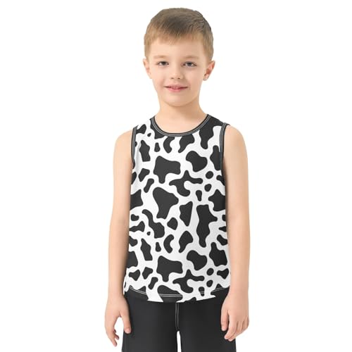 Black White Block Boys Tank Top Sleeveless Quick Dry Athletic T-Shirts 3-10T2