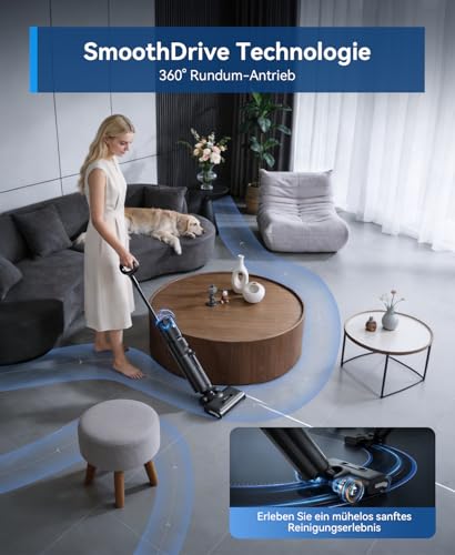 H13 Aspirateur Laveur Balai Sans Fil, 23 000 Pa d’Aspiration, 75 min d’Autonomie, Sans Fil 2-en-1, AI SmoothDrive avec Entraînement Assisté, Brosse Anti-Enchevêtrement Auto-Nettoyage, Double Réservoir - 7