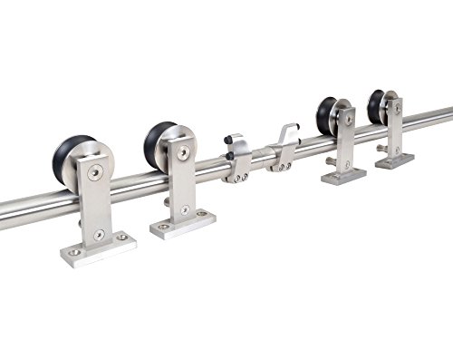 TMS 13FT Satin Stainless Steel Double Sliding Barn Wooden Door Closet Hardware Set