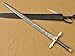Luxurious Legendary Damascus Steel Medieval Crusader Excalibur Replica Sword, 37 Inches Long, Razor-Sharp Blade with a Genuine Leather Sheath.