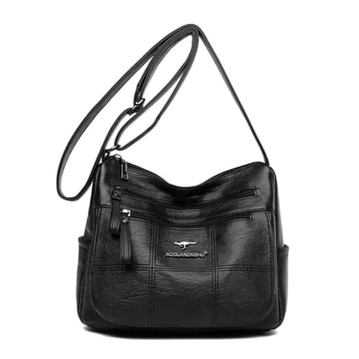 Bolsa Transversal Feminina Pequena, Espaçosa, Resistente para Passeio, Trabalho (Preto)