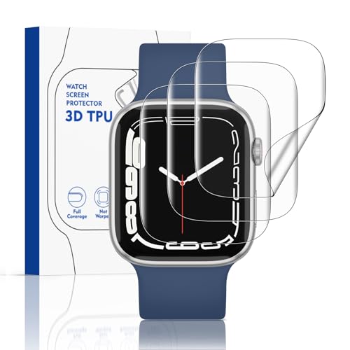 Mugust für Apple Watch Series SE3/SE2/SE/6/5/4 44mm Schutzfolie, Flexible TPU, für iwatch 44mm Displayschutz, Blasenfrei...