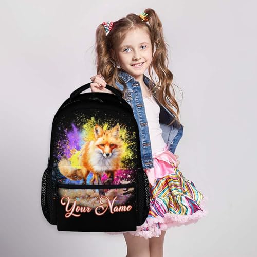 Personalized Backpack for School - Fox Backpacks for Girls Boys - 17 Inches Large Capacity Custom Animals Bookbag for Kindergarten Preschool Elementary3