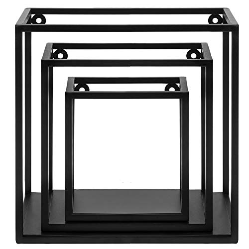 Mygift Black Metal Cube-Frame Wall Hanging Shelves, Set Of 3 #TOP4