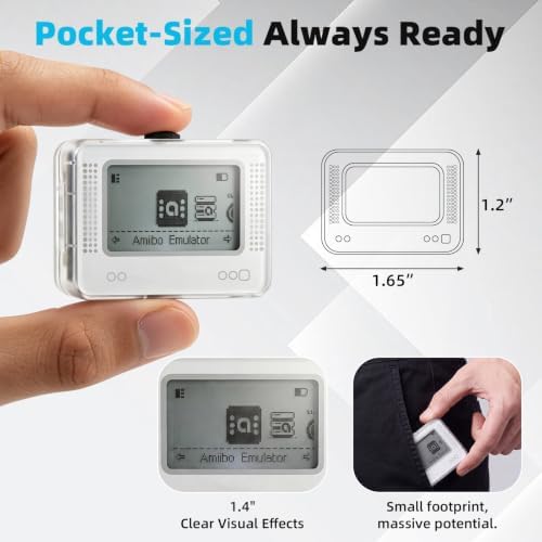 NFC Tag Emulator, for Switch/3DS/Wii U - Ultimate 3000+ Data Storage, Compatible with 50+ Games, 1.4" OLED Screen, Type-C Charging, Pulsator Button, Additional User Manual, Upgrade NFC Emulator — view 3