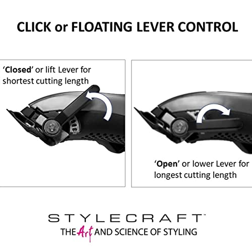 Stylecraft Saber Digital Brushless Motor Professional Metal Body Cordless Hair Clipper, Modular, Double Black Diamond Carbon Blades, 8 Guards, Gold #TOP7