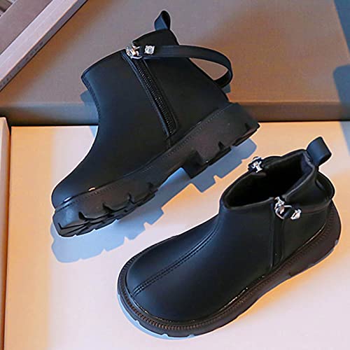 Fashion Autumn and Winter Children Boots for Boys and Girls Flat Soles Thick Soles Non Indoor Soccer Shoes for Girls (Black, 6-7 Years Little Child)4
