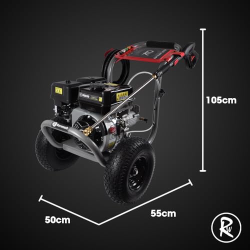 Petrol Pressure Washer RocwooD RS820 Max 4800PSI 4 Stroke Engine 9.5L/min 7HP Recoil Start 3.6L Fuel Capacity 10m Hose 212cc Engine 5 x Quick Connector Nozzles - Image 2