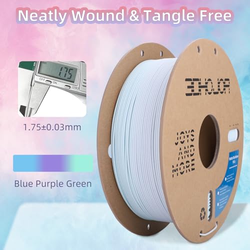 Image of 3DHoJor Matte Rainbow 3D Printer PLA Filament 1.75mm + /- 0.03 Multicolor Change Filament 1 KG(2.2lbs) Spool Fit Most FDM Printer-Blue Purple Green