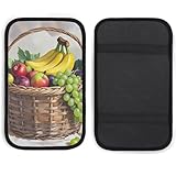 Fresh Fruits in The Basket Car Armrest Cover Universal Auto Center Console Pad Car Armrest Set Box Cover Protector for Most Vehicle, SUV, Truck, One Size