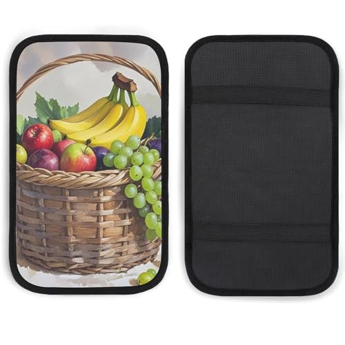 Fresh Fruits in The Basket Car Armrest Cover Universal Auto Center Console Pad Car Armrest Set Box Cover Protector for Most Vehicle, SUV, Truck, One Size