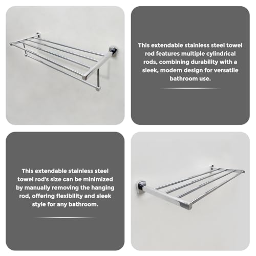 Image of iBELL Stainless Steel Towel Rack with Rod /Towel Hanger for Bathroom /Towel Holder /Stand /Bathroom Accessories -