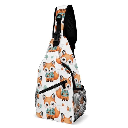 Fashion Chest Bag, Shoulder Bag, Dress Decor Sling Backpack, Casual Day Pack For Travel Shopping Fox Art