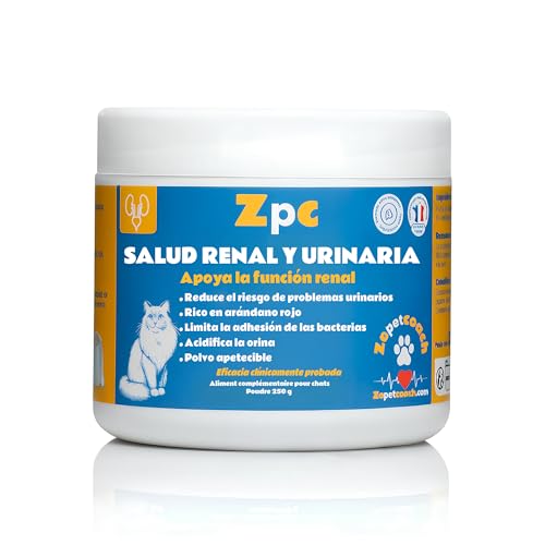 Zepetcoach – Salud urinaria y renal para Gatos – ZPC – Arándano Rojo, D-manosa, quitosano y L-metionina – Prevención de cistitis y cálculos – 250 g