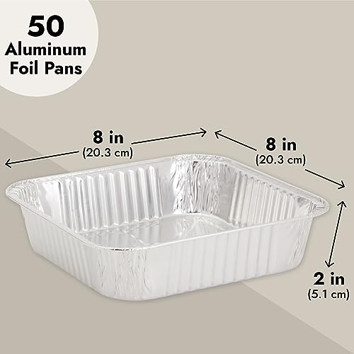 Stockroom Plus 50 Pack 8x8 Disposable Aluminum Foil Pans for Baking, Square Trays for Meal Prep - Image 4