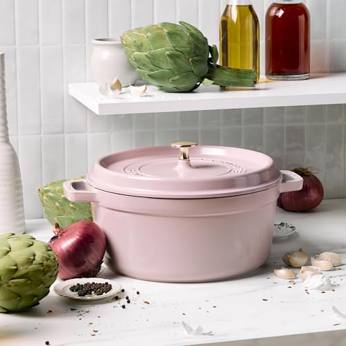 Image of Staub Cast Iron Round Cocotte 5.5-quart-Peony Pink