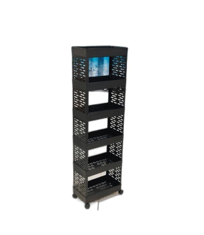 GAJSHREE 6 Layer Plastic Kitchen Storage Trolley Rack with Caster Wheels, Rolling Utility Cart Slide out Storage Shelf-image-48