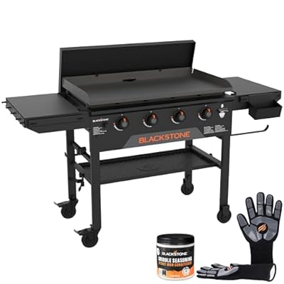 Blackstone Original 36 Inch Omnivore Griddle 2212 with Hard Cover and Side Shelves, Outdoor Flat Top Grill with Seasoning, Blackstone Griddle Gloves