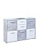 Inter Link Comò Credenza Bassa Certificata FSC, Pannello MDF, Decoro Cemento Bianco, 115 x 77 x 30 cm