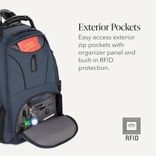 Image of SWISSGEAR 1900 ScanSmart Laptop Backpack, Fits Most 17-Inch Laptops, TSA-Friendly Lay-Flat Design, RFID Protection, and Tablet Pocket, Black, 31L, 18.5-Inch