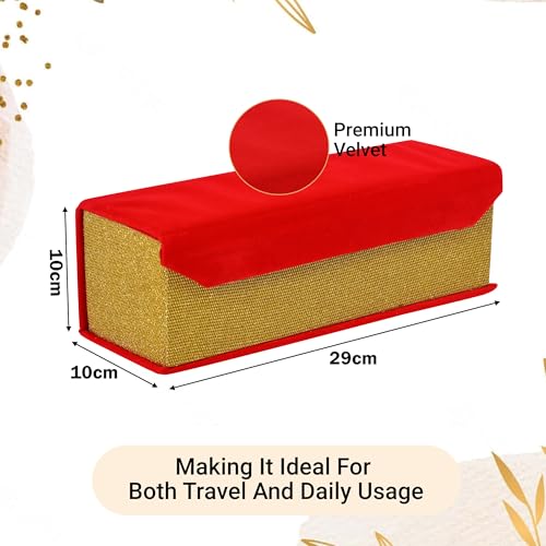 Kuber Industries Jewelry Bangle Box | Jewellery Case Organizer (1 Rod) Bangles Box for Women | Velvet Jewelry Box | Storage Organizer | Watch Organizer With Magnetic Buckles | Red