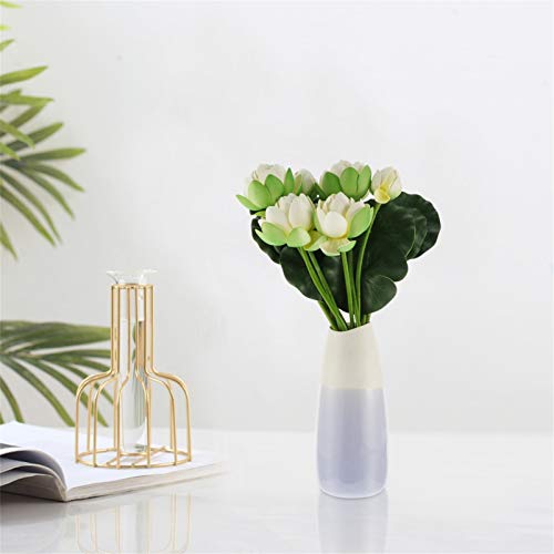 Clispeed 2Pcs Artificial Lotus Bouquets Fake Lotus Branches Water Lily Stems Picks Vase Arrangement Fillers Decoration For Home Garden Wedding Pond White #TOP4