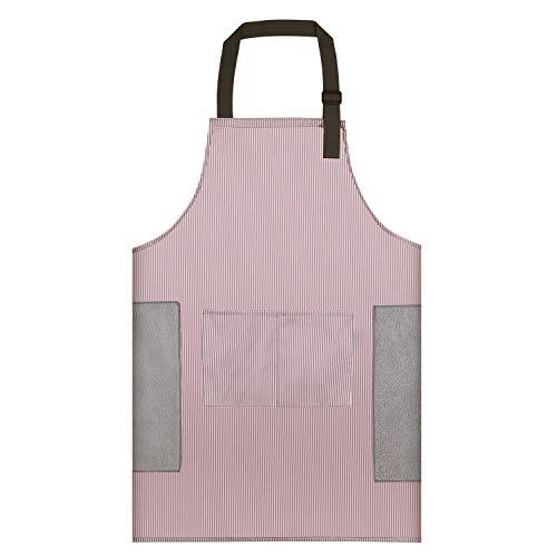 ZONEKEY Schürze Personalisiert Kochschürze Wasserdicht PVC mit Tasche Küchenschürze Abwaschbar Verstellbarem für Erwachsene Damen Männer Chef BBQ Backen Cover