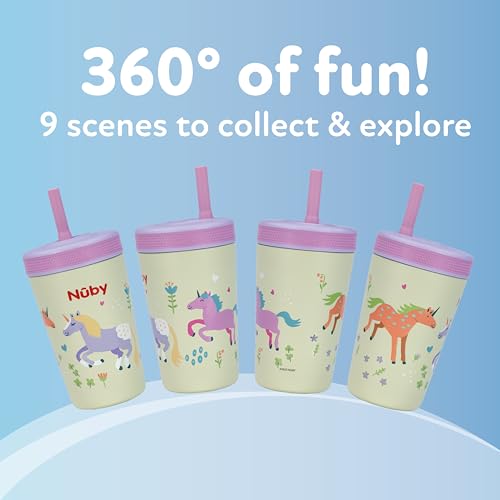 Image of Nuby Thirsty Kids Flexstraw Stainless Steel Insulated Toddler Cup - 12 oz