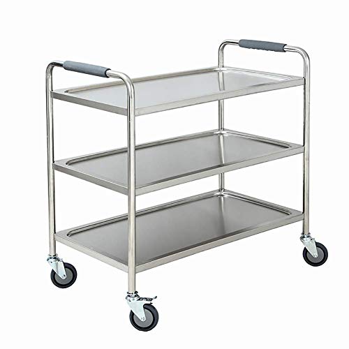 SH-CHEN Serving Cart Trolley Trolley On Wheels Tool 3 Tier Medical Equipment Cart with Brake Universal Wheel Hotel Dining Cart Beauty Salon SPA Rolling Trolley 90cm Hieght Size  L-90×50&ti