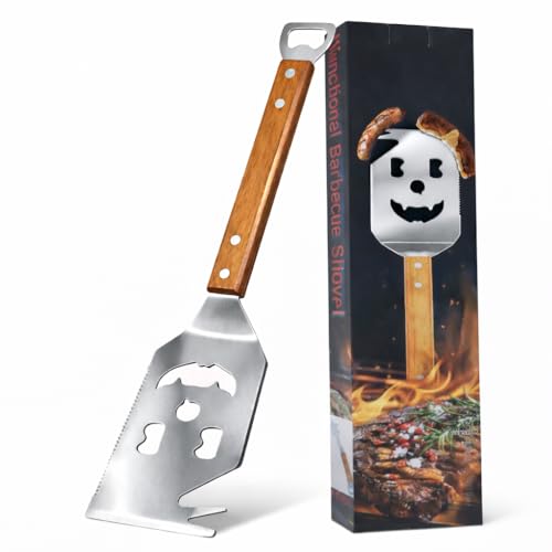 Ensemble de spatules de barbecue 7 en 1 - Ustensile de barbecue multifonctionnel pour barbecue et camping, ensemble d'ustensiles de barbecue en acier inoxydable avec ouvre-bouteille, idéal
