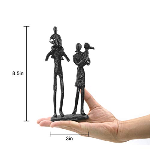 Dreamseden Rustic Family Figurines, Cast Iron Art Home Decoration Statue With Gift Card For Anniversary Birthday (Family Of Four Carrying) #TOP4