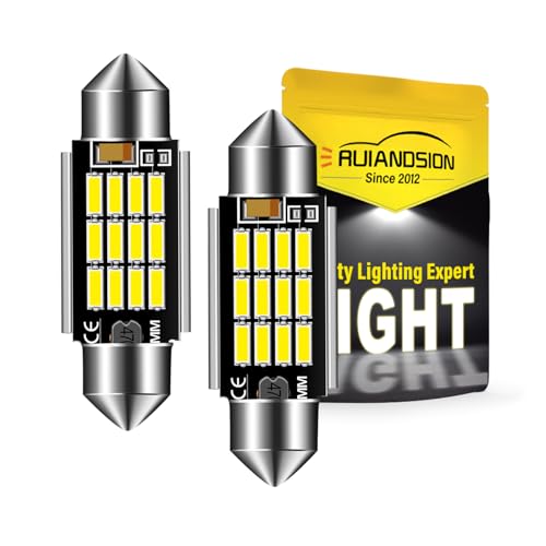 Ruiandsion - Bombillas LED (36 mm, 10 – 30 V, extremadamente luminosas, 6418 DE3423 C5 W, bombillas LED Festoon Canbus sin error de repuesto para iluminación interior, tarjeta domo de coches, camiones