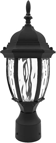 Maxxima Farol LED para poste de luz exterior con vidrio de agua transparente, luz exterior impermeable para montaje en poste, 900 lúmenes, luz de