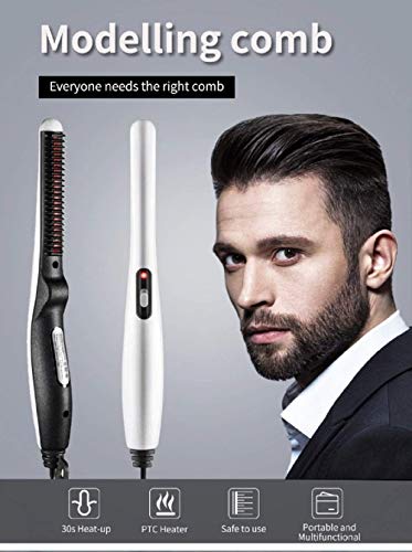 Image of Electric Beard Straightener Quick Hair Styler for Men Women Unisex Hair Comb Massage Beard Comb Multi-Functional Curly Hair Straightening Comb Curler