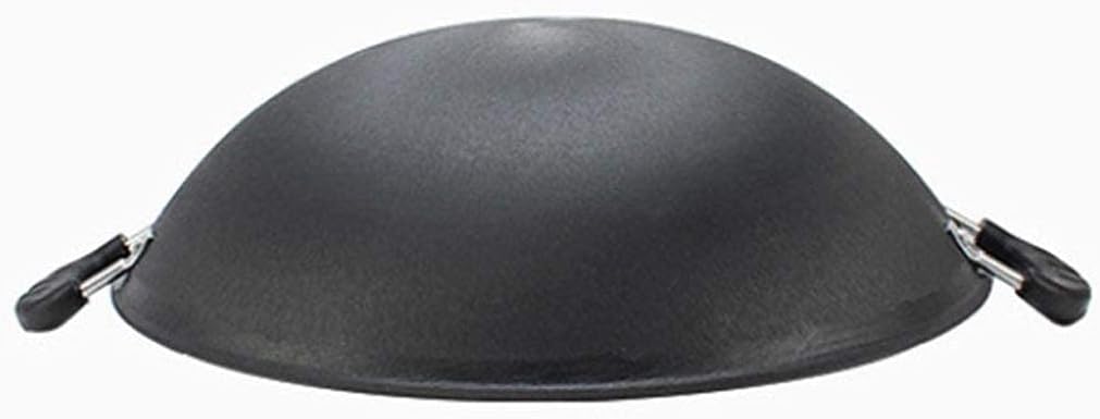 Easy to Clean Pan,Cast Iron pan Big Pot Round Bottom Wok Uncoated Non Stick Double Ear Fryin pan Casserole Selected Kitchen pots Chinese cookware (34cm)
